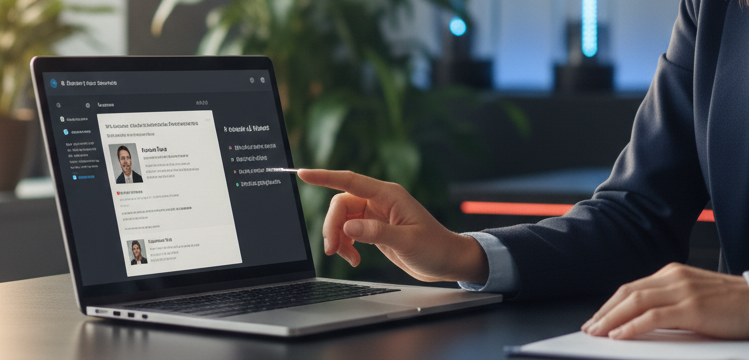 Vendedor analisando perfil no LinkedIn com anotações