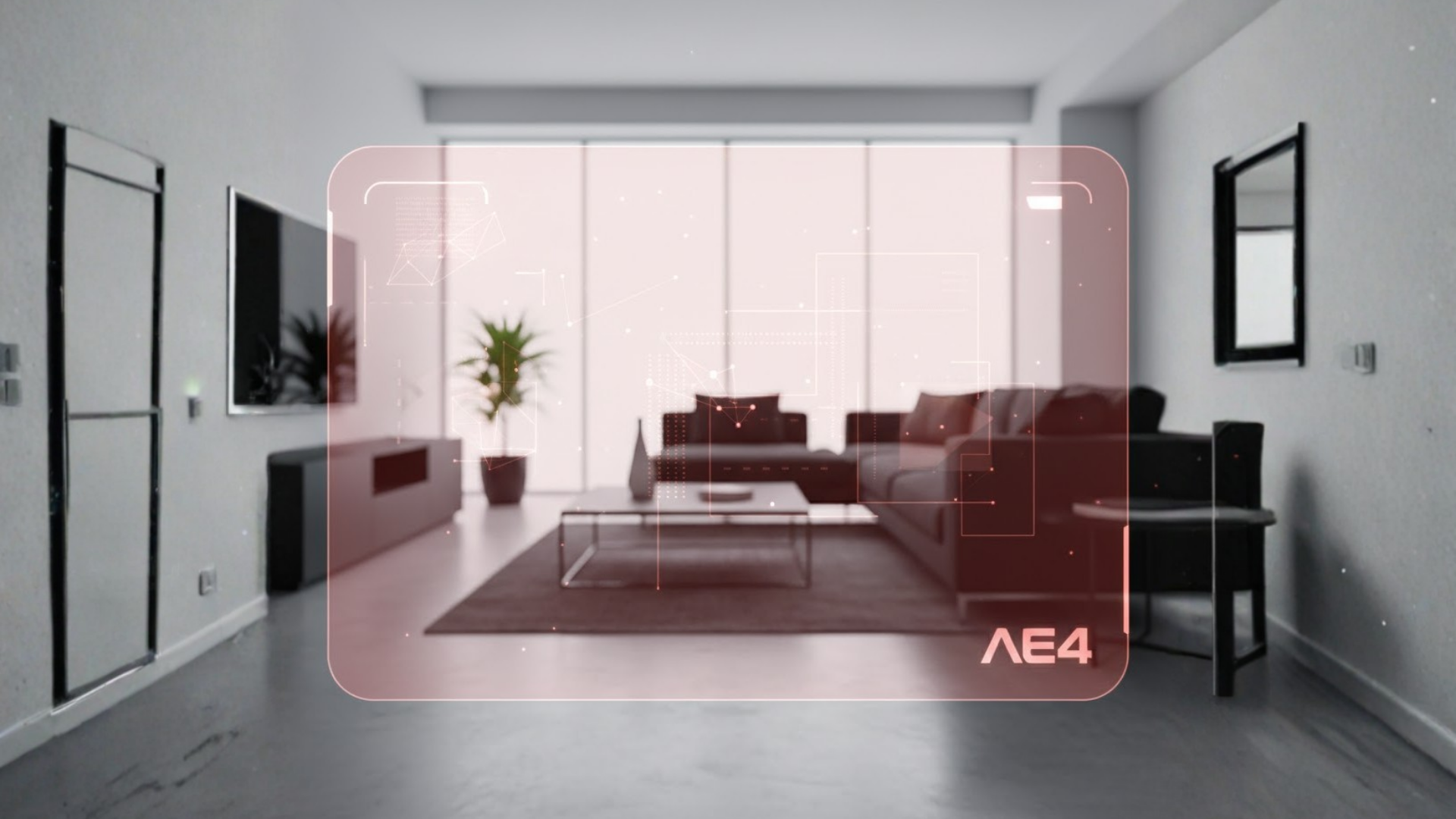 Visão em primeira pessoa de um ambiente moderno com realidade aumentada